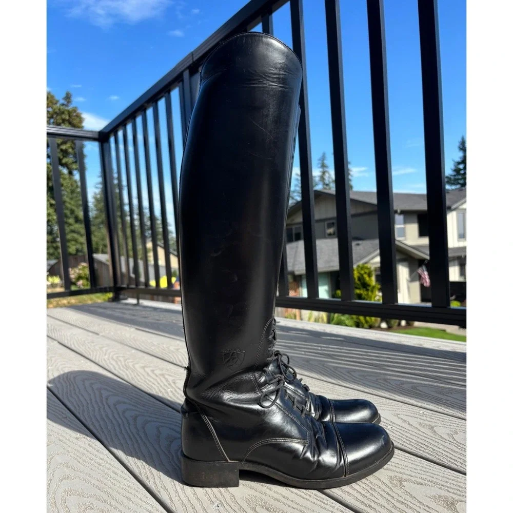 Ariat Heritage Riding Boots Size 5.5 Black Knee High Equestrian Field Boots